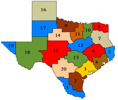 Click Region of Texas to find a ESC COVID-19 Resource