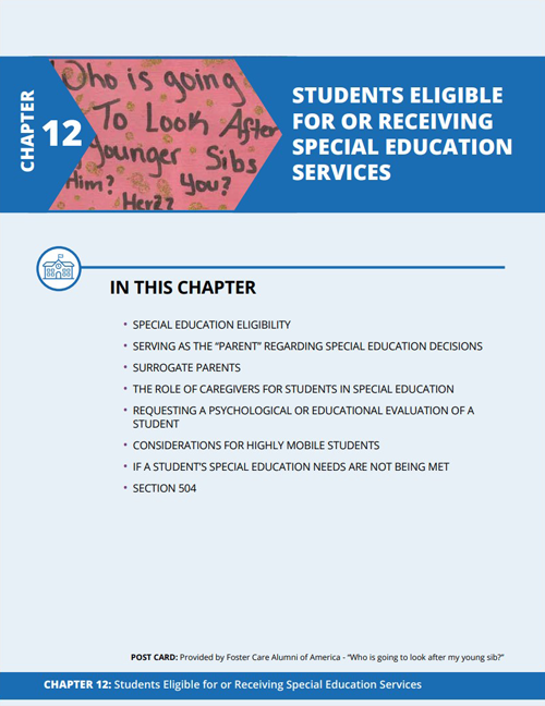 Foster Care Resource Guide Chapter 12: Students Eligible for or Receiving Special Education Services