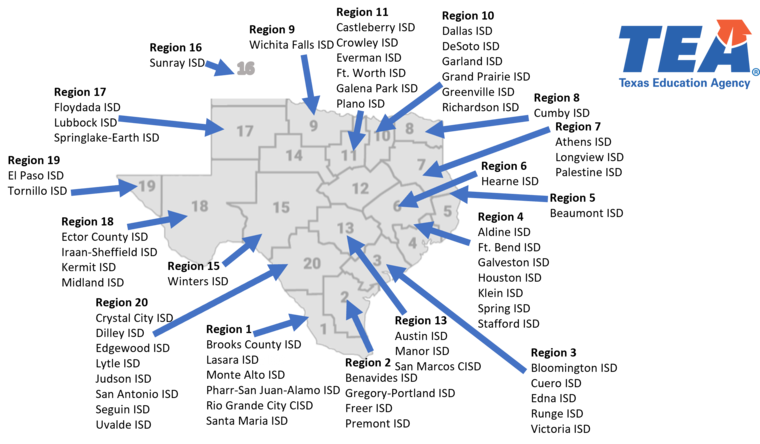 state map of school action fund districts by region