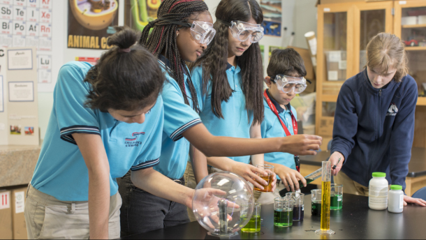 Students in a science classroom