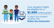 Your student might be eligible for a $1,500 online grant. 