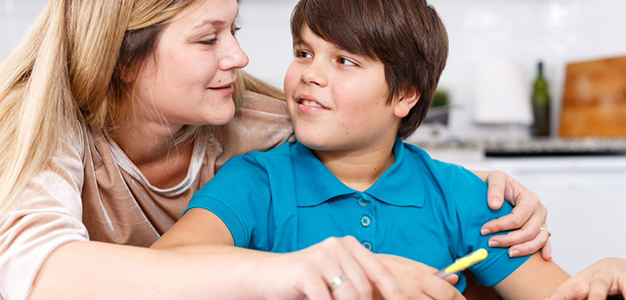 Parent helping student